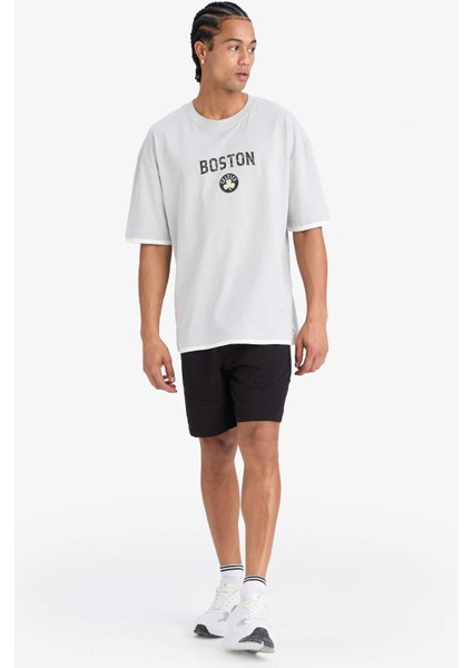 Defactofit Nba Boston Celtics Oversize Geniş Kalıp Bisiklet Yaka Kısa Kollu TIŞÖRT E0131AX25SP