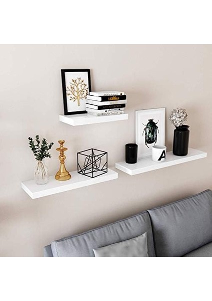 Duvar Rafı, Kitaplar, Resimler, Dekorasyon, Asılı Raf, 40 x 20 x 3,8 cm , Ofis Rafı, Mdf, Oturma Odası, Mutfak, Koridor, Yatak Odası, Banyo Için, Beyaz LWS24WT