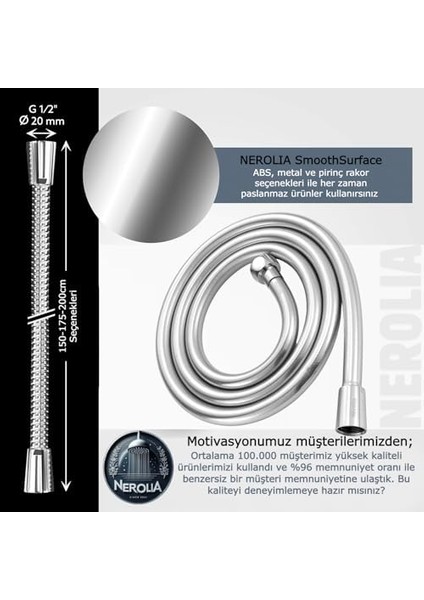 - 200 cm Ultra Uzun Pvc Duş Hortumu/kıvrışma Önleyici Banyo Spirali