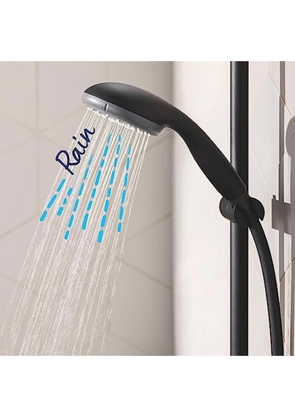 Vitalio Start 100 Quickfix El Duşu 2 Akışlı (Yağmur ve Jet) Kireç Önleyici Sistem, Banyo-Duş Başlığı, Mat Siyah, 279462430