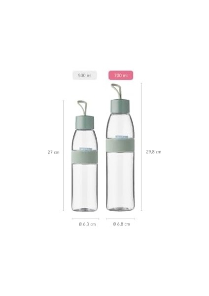 Mepal 107778076700 Flasche, Ellipse, 700 Ml, Kunststoff, Nordic Pink, 6,8 x 6,8 x 29,8
