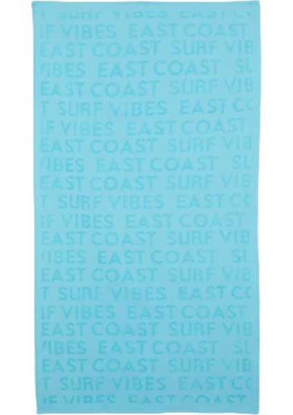 Erkek Slogan Desenli Pamuklu Plaj Havlusu Açık Mavi