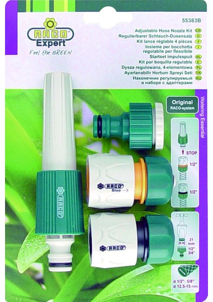 Expert 55383 Ayarlı Sprey Başlıklı, Bağlantı Adaptörlü Hortum Ucu Tabanca Seti 1/2"