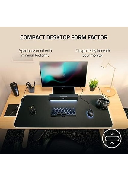 Leviathan V2 x - Pc Oyun Soundbar'ı (Tam Aralıklı Sürücüler, Kompakt Masaüstü Form Faktörü, USB Tip C Güç ve Ses Dağıtımı, Bluetooth 5.0) Siyah