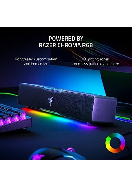 Leviathan V2 x - Pc Oyun Soundbar'ı (Tam Aralıklı Sürücüler, Kompakt Masaüstü Form Faktörü, USB Tip C Güç ve Ses Dağıtımı, Bluetooth 5.0) Siyah