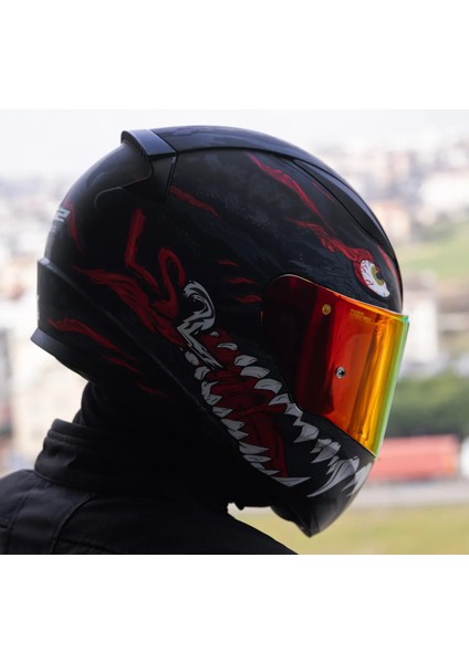 Rapıd 2 Kaıju Fullface Motosiklet Kaskı Kırmızı Camlı