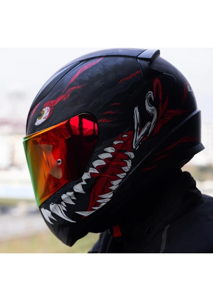 Rapıd 2 Kaıju Fullface Motosiklet Kaskı Kırmızı Camlı