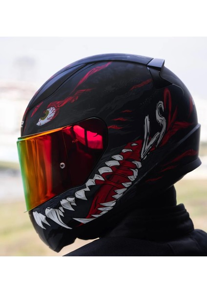 Rapıd 2 Kaıju Fullface Motosiklet Kaskı Kırmızı Camlı