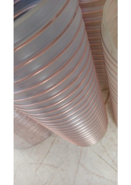 Poliüretan Bakır Telli Şeffaf Hortum ( Iç Çap 60 mm) (Boy 3 mt) Pu 070 Toz Talaş Emiş