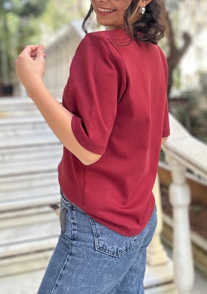 Kadın Bordo Vatklı Tişört fiyatları