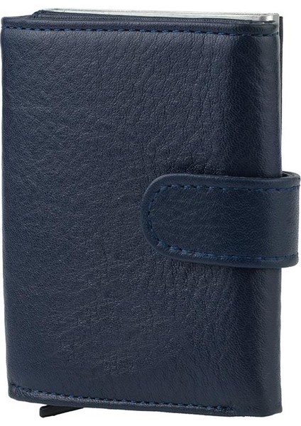 DG02 Deri Çıtçıtlı Mekanizmalı Cüzdan Kartlık Lacivert fırsatları