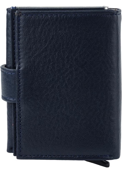 DG02 Deri Çıtçıtlı Mekanizmalı Cüzdan Kartlık Lacivert indirimleri