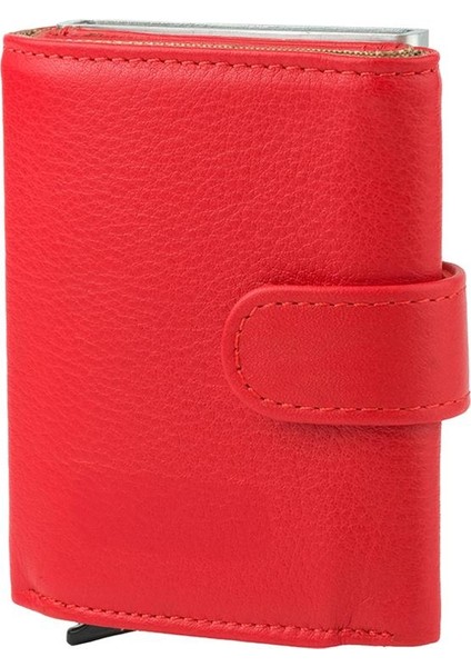 DG02 Deri Çıtçıtlı Mekanizmalı Cüzdan Kartlık Kırmızı fırsatları