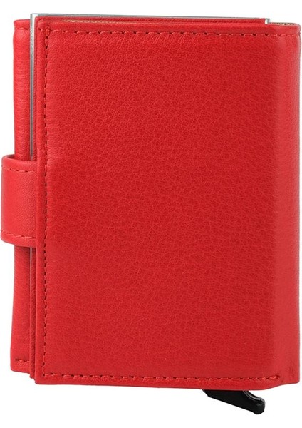 DG02 Deri Çıtçıtlı Mekanizmalı Cüzdan Kartlık Kırmızı indirimleri