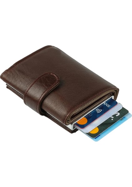DG02 Deri Çıtçıtlı Mekanizmalı Cüzdan Kartlık Kahve fiyatları