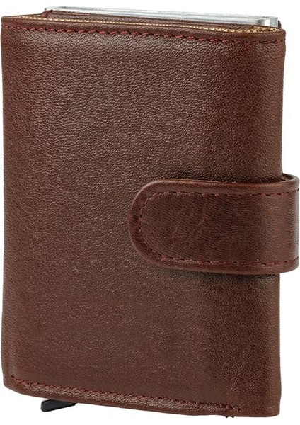 DG02 Deri Çıtçıtlı Mekanizmalı Cüzdan Kartlık Kahve fırsatları