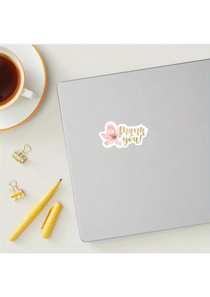 200 Adet Suluboya Tarzı Pembe Çiçekli "thank You" Yazılı Teşekkür Etiketi 3.81X2.03 cm Sticker indirimleri