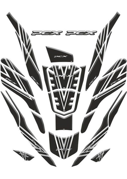 Gogo Honda Pcx (2020-2024) Tank Pad Set 001 Siyah/beyaz