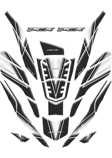 Gogo Honda Pcx (2020-2024) Tank Pad Set 004 Siyah/gri