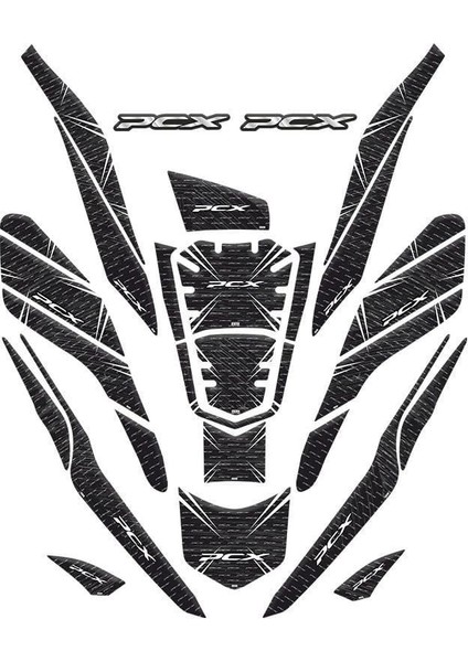 Gogo Honda Pcx (2020-2024) Tank Pad Set 006 Siyah/karbon/gri