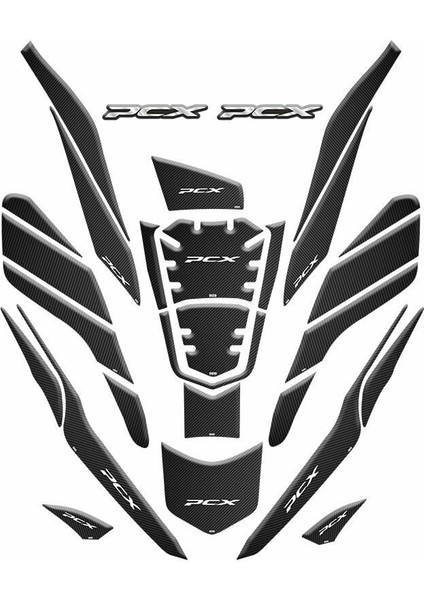 Gogo Honda Pcx (2020-2024) Tank Pad Set 007 Siyah/karbon