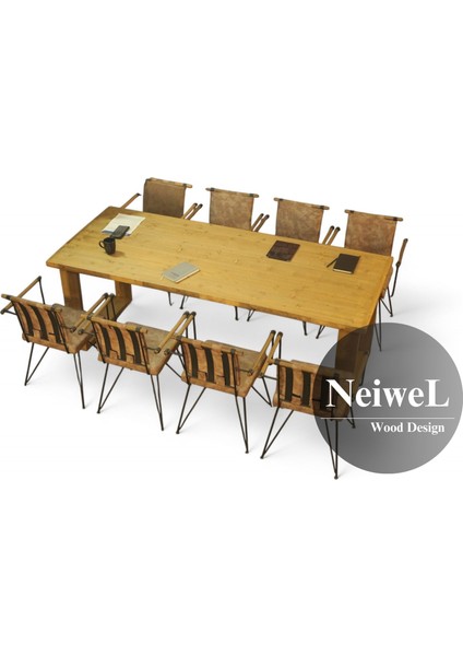 Doi Doğal Ahşap Toplantı MASASI-80 cm -120 cm