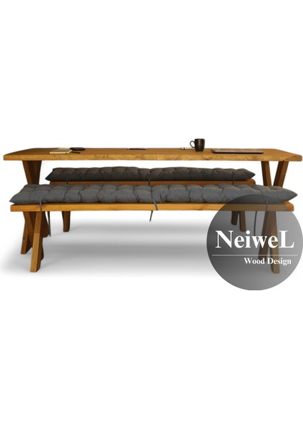 Odes Doğal Ahşap Banklı Toplantı Masası TAKIMI-80-120 Takım fiyatları