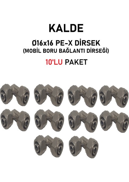 (10'lu Paket) Ø16X16" Sabit Uçlu Pex Dirsek (Mobil Boru Bağlantı Dirseği)