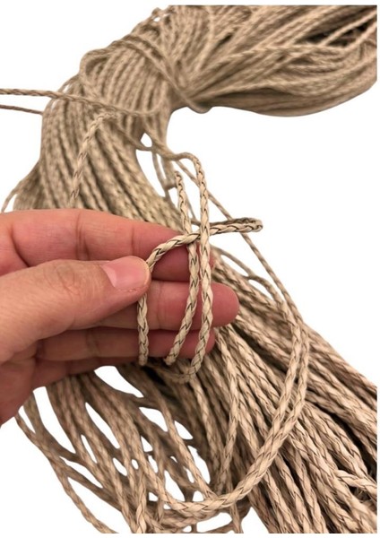 Çanta Aksesuar Deri Tüp Örgü 3 mm 1 Metre Bej renk