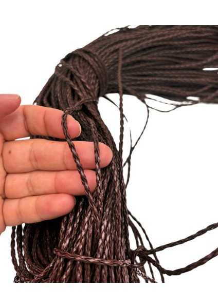Çanta Aksesuar Deri Tüp Örgü 3 mm 1 Metre Koyu Kahve renk