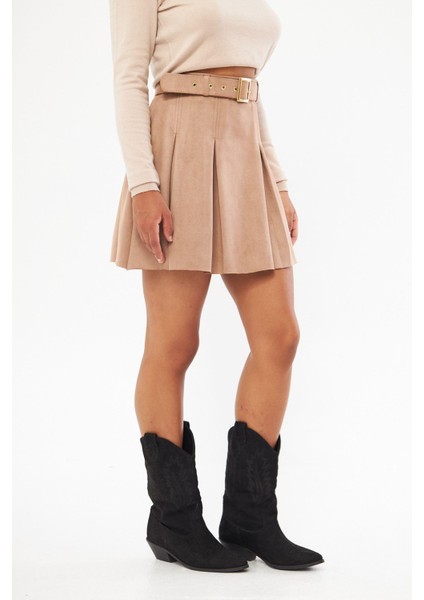 Pileli Süet Etek modelleri