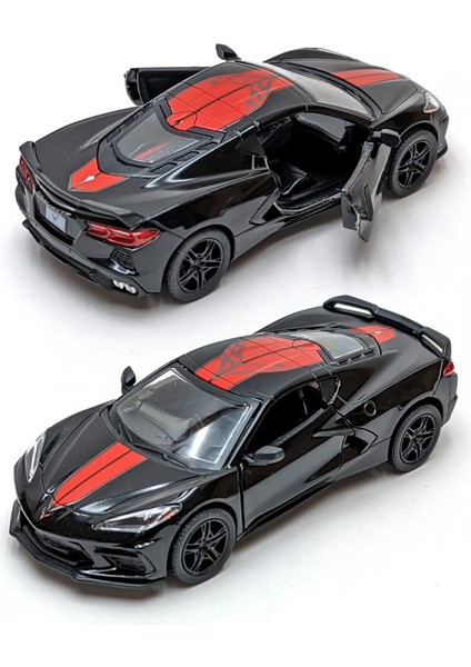 2021 Chevrolet Corvette Stingray C8 Livery Edition Diecast Car Set Siyah