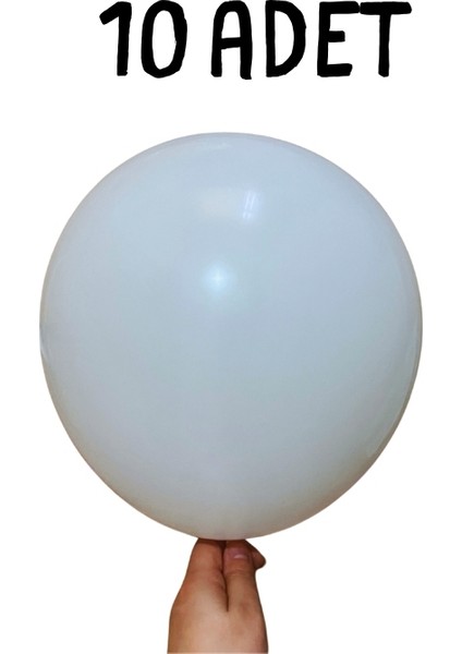12 Inç Pastel Beyaz Lateks Balon - 10’lu Paket (Iç & Dış Mekan Uyumlu) 23 Nisan