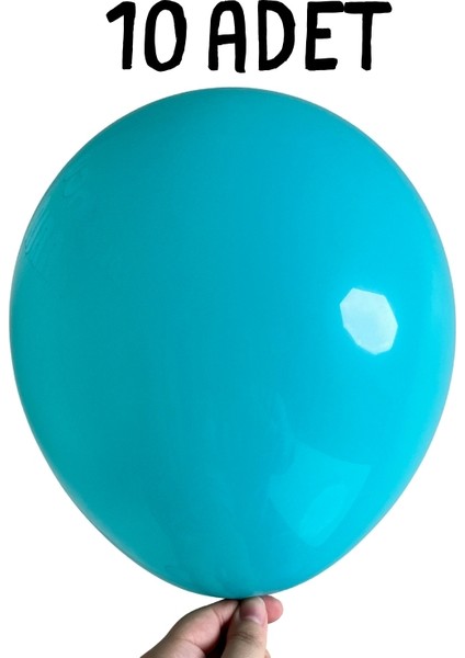 🎈 12 Inç Turkuaz Lateks Balon - 10’lu Paket Doğum Günü Konsept