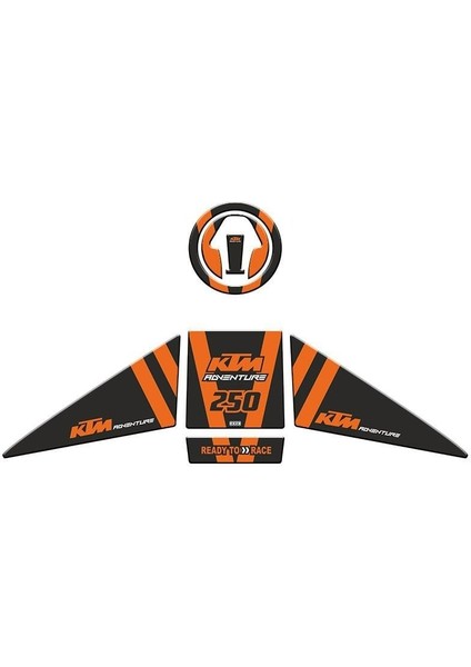 Gogo Ktm Adventure 250 (2019-2022) Tank Pad Set 003 Siyah/turuncu