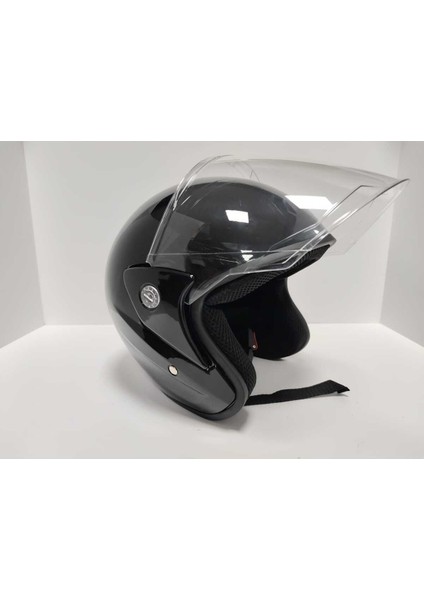 -Yarım Kask Ithal-Parlak Siyah Renk-Yazlık Kask-