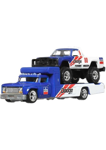 Premium 1980 Dodge Macho Power Wagon Retro Rig FLF56-HKF38 1:64 Ölçek Diecast Araç Seti