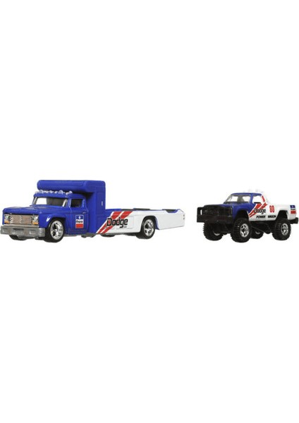 Premium 1980 Dodge Macho Power Wagon Retro Rig FLF56-HKF38 1:64 Ölçek Diecast Araç Seti