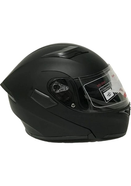 Mat Siyah Jk 902 Çene Pedli Güneş Vizörlü Çeneden Açılır Kask