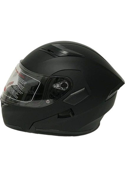 Mat Siyah Jk 902 Çene Pedli Güneş Vizörlü Çeneden Açılır Kask