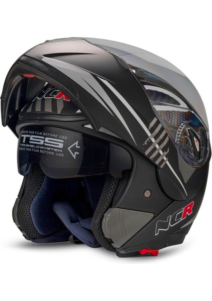 Çene Açılır Kask Vizörlü Monster Mat Siyah Ece Belgeli