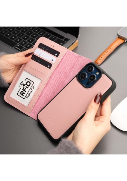 Casper Apple iPhone 16 Uyumlu Telefon Kılıfı - Mıknatıslı Ayrılabilir Cüzdanlı ve MagSafe Şarj Özellikli Pembe Renk Kişiselleştirilebilir Apple iPhone 16 Telefon Kılıfı