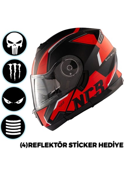 Stars Çene Açılır Kırmızı Kask (Ece Belgeli)