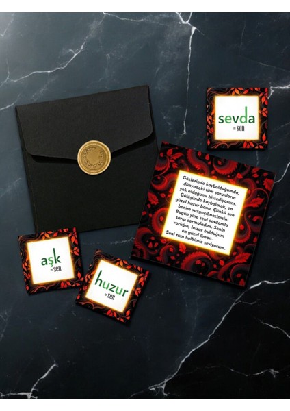 Sevgiliye Lüks Mühürlü Zarfta Aşk Mektubu Anlamlı, Romantik Hediye Kartları Aşk Kartpostal 1MKTP1E
