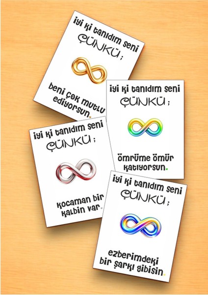 12 Adet "iyi Ki Tanıdım Seni Çünkü"özlenen Sevgiliye Özel Söz Kartları Yıldönümü Kartı İTSÇ01L