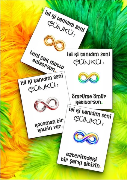 12 Adet "iyi Ki Tanıdım Seni Çünkü" Anlamlı Güncel Aşk Sözlü Kartlar Yıldönümü Kartı İTSÇ01P