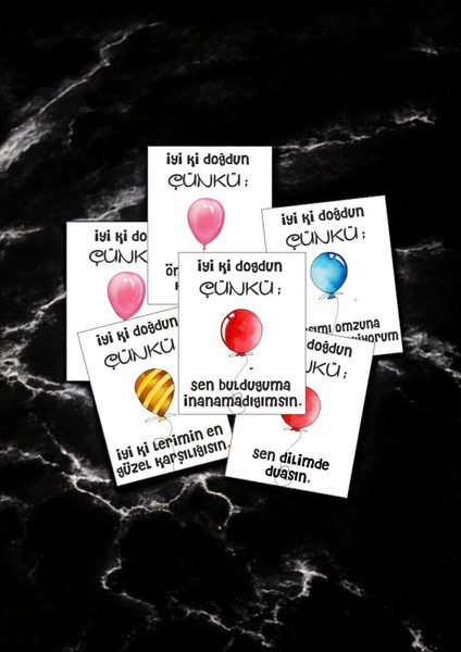 12 Adet "iyi Ki Doğdun Çünkü" Sevgiliye Sürpriz Söz Kartları Sevgiliye Doğum Günü Kartı İDÇ01S