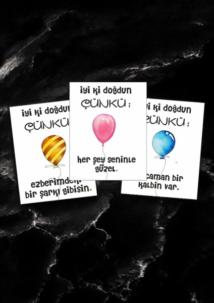 12 Adet "iyi Ki Doğdun Çünkü" Sevgiliye Sürpriz Söz Kartları Sevgiliye Doğum Günü Kartı İDÇ01S modelleri