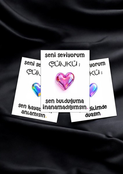 12 Adet "seni Seviyorum Çünkü" Anlamlı Güncel Aşk Sözlü Kartlar Sevgiliye Hediye Kartı SSÇ01C fiyatları