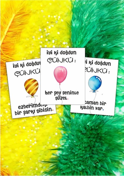 12 Adet "iyi Ki Doğdun Çünkü" Unutulmaz Güncel Aşk Sözlü Kartlar Sevgiliye Hediye Kartı SSÇ01C